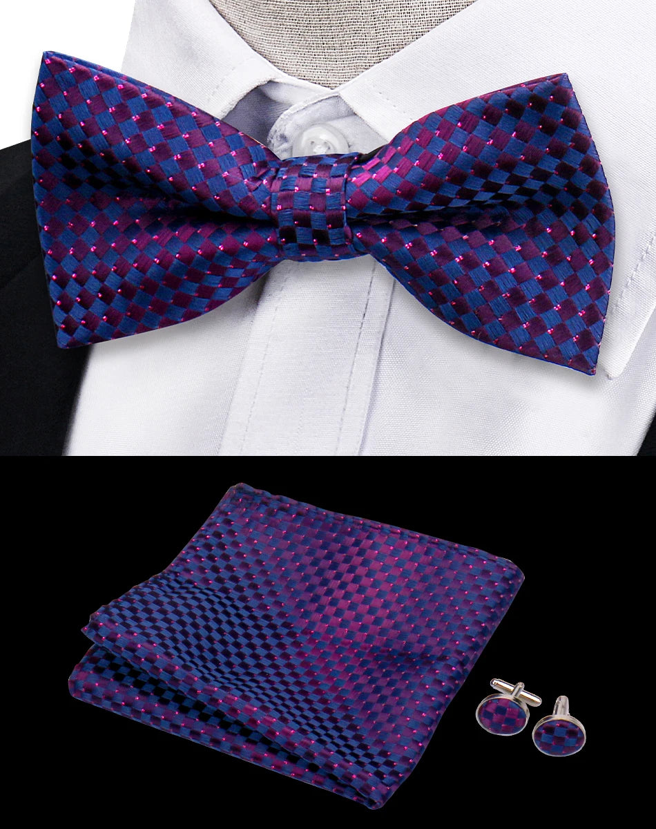 3pcs Bow Tie For Men Bowtie Handkerchief Cufflink Set For Shirts Fit Business Wedding Butterfly Paisley Pocket Square Bowtie Man