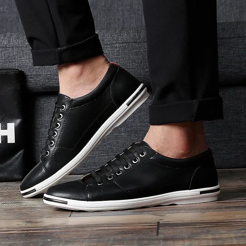 Sneakers Casual Leather Shoes for Men 2025 New Trend Walking Flats Comfortable Classic Solid Men Shoes Plus Size 48 Men Footwear