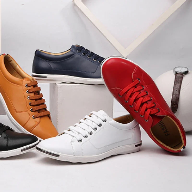Sneakers Casual Leather Shoes for Men 2025 New Trend Walking Flats Comfortable Classic Solid Men Shoes Plus Size 48 Men Footwear