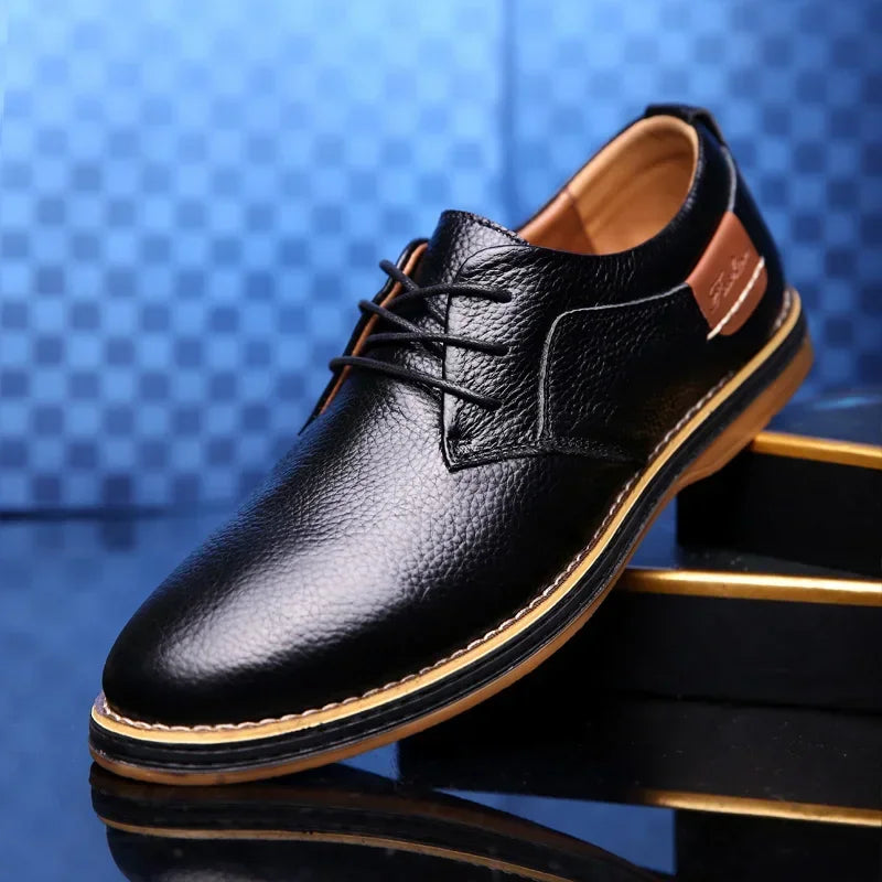 New Men Oxford Genuine Leather Dress Shoes Flats Man Leather Shoes Male Casual Shoes Footwear Loafers Plus Size Big Size 38-48