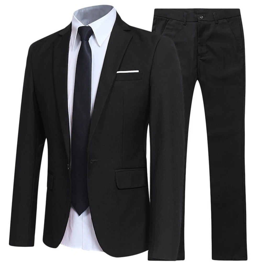 2PCS/SET Men Suit Blazer Slim Fit Tuxedo Jacket Coat And Pants Set Formal Party Party Business Suit Outwear