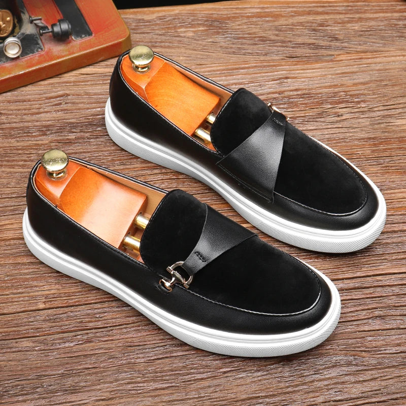 Fashion Men's Casual Slip-on Leather Shoes Men Classic British Style Penny Loafers Mens Outdoor Board Shoe Driving Flats