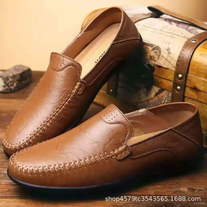 Shoes Men Leather Spring Loafers Slip on Business Casual Leather Shoes Classic Soft Moccasins Hombre Breathable Flats Shoes