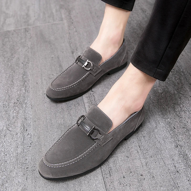 Classic Green Men's Suede Moccasins Large Size 47 Breathable Leather Loafers Men Low Slip-on Casual Shoes for Men zapatos hombre
