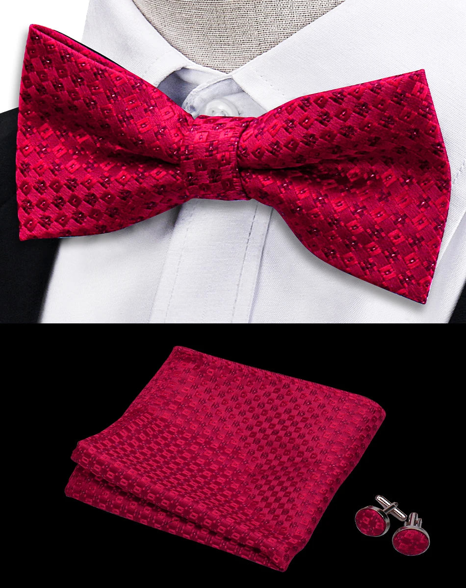 3pcs Bow Tie For Men Bowtie Handkerchief Cufflink Set For Shirts Fit Business Wedding Butterfly Paisley Pocket Square Bowtie Man