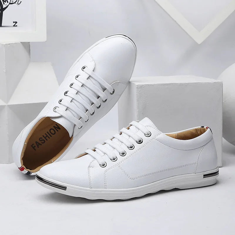 Sneakers Casual Leather Shoes for Men 2025 New Trend Walking Flats Comfortable Classic Solid Men Shoes Plus Size 48 Men Footwear