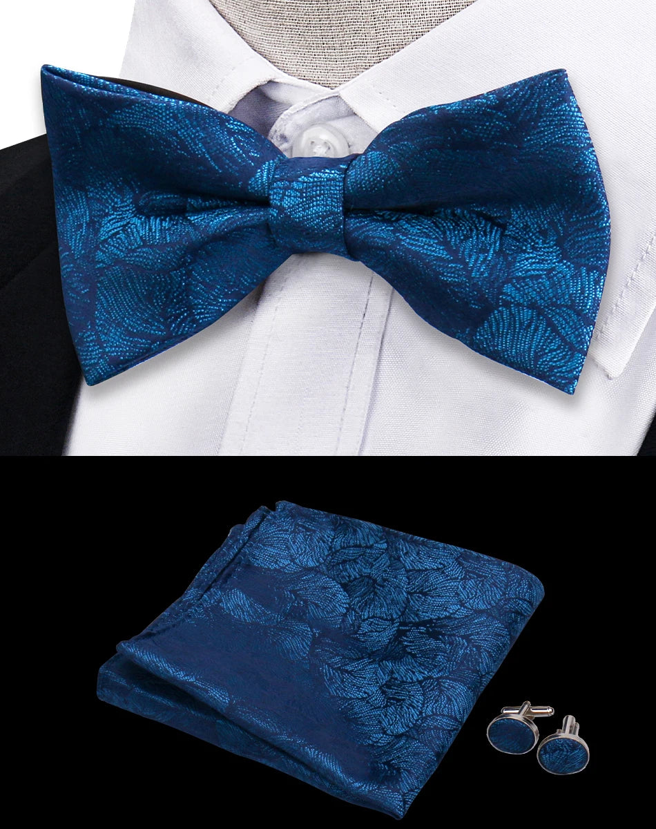 3pcs Bow Tie For Men Bowtie Handkerchief Cufflink Set For Shirts Fit Business Wedding Butterfly Paisley Pocket Square Bowtie Man