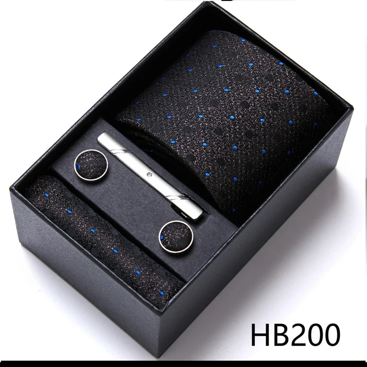 Jacquard Fashion Brand Tie Pocket Squares Set For Men Tie Handkerchief  Cufflink Necktie Gift Box Fit Wedding Holiday Workplace