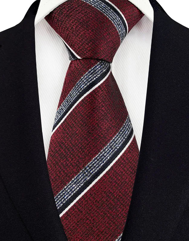New Design Wedding 8CM Men Tie Dark Red Striped Paisley Flower Neckties For Men Business Party Groom Collar Accessories Gift
