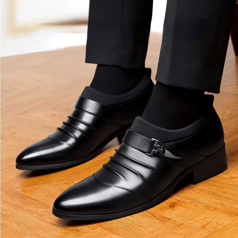 Classic Men Dress Shoes Luxury Oxfords Leather Shoes for Men Business Casual Loafers Quality Plus Size Men Wedding Formal Shoes