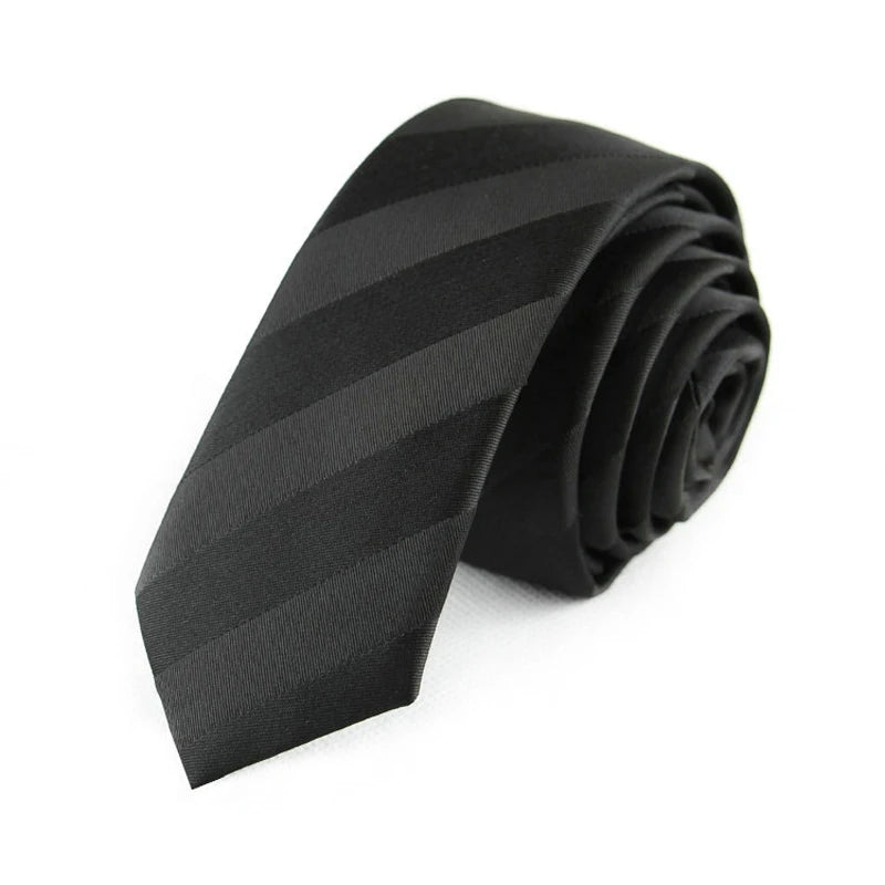 Black Colors Skinny 5CM Men's Necktie Polyester  Ties For Man Striped Dots Solid Jacquard Cravat Business Party Corbatas