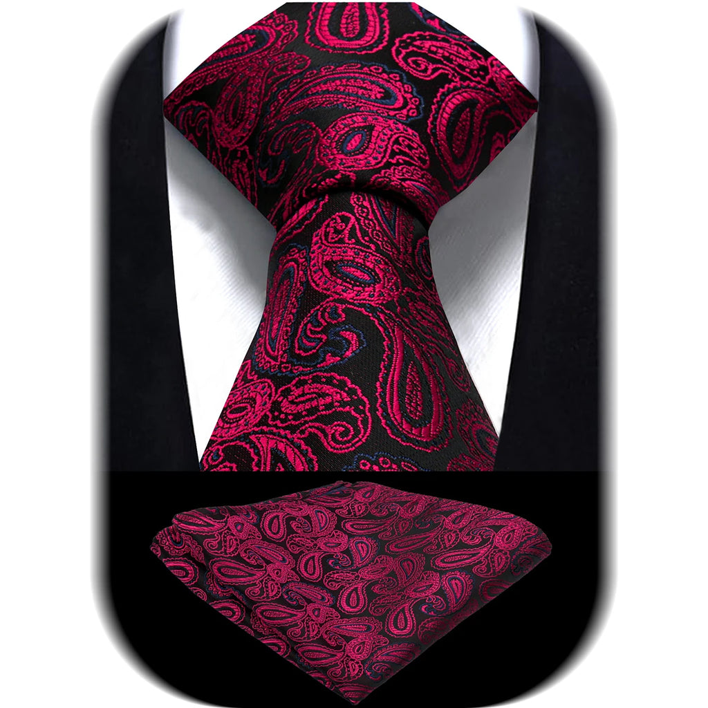 Tie Pocket Square For Men Business Set Necktie Handkerchief Set Jacquard Woven Floral Fashion Paisley Groom Groomsman Gifts