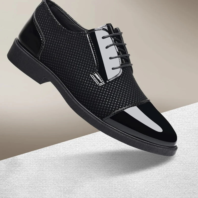Shiny Formal Shoes Men Business Leather Shoes Oxford Breathable Patent Leather Dress Shoes Men Office Wedding Flats Formal Shoes