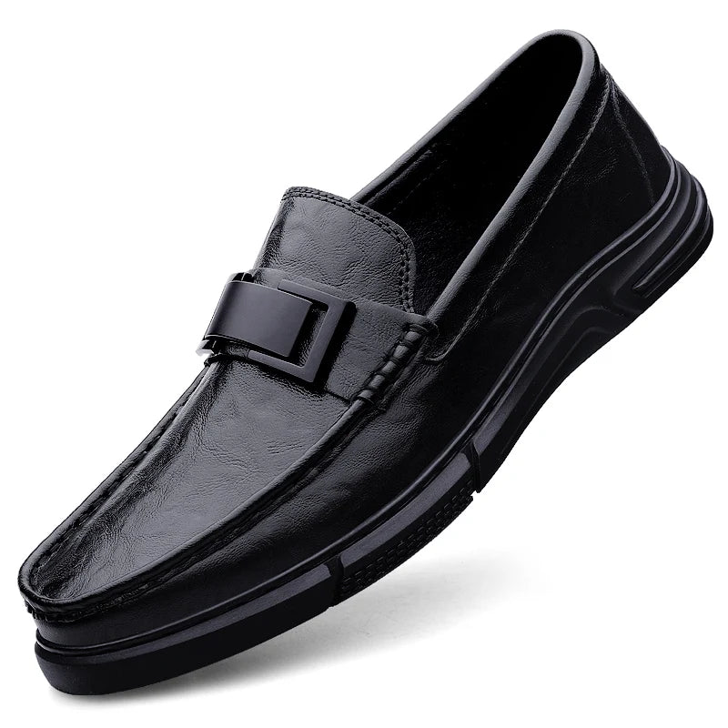 Men's Patent Leather Loafers  Business Shoes Hollowed Out and Breathable Men's Genuine Leather Casual Shoes Big Size 47 48