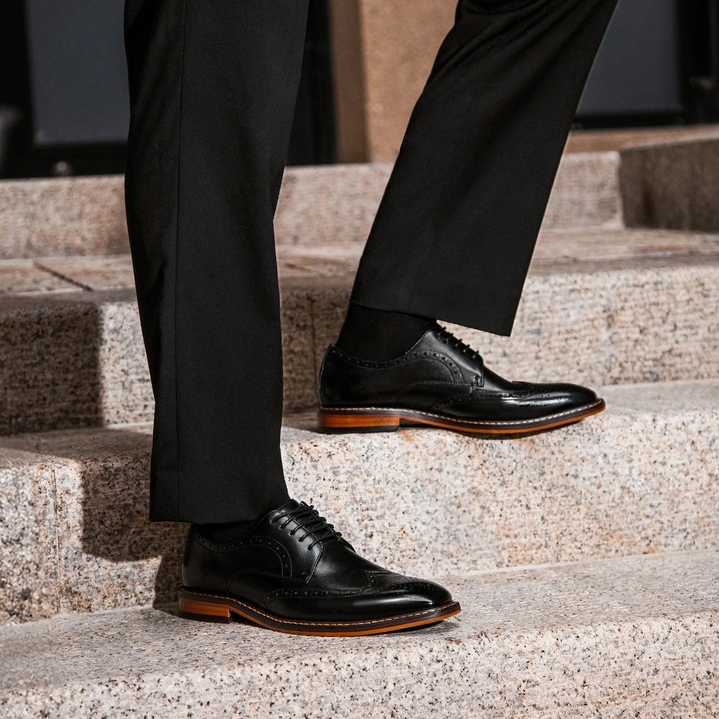 DESAI Men Shoes Mens Genuine Leather Business Dress Retro Gentleman Formal Carved Brogue Formal Shoes Men High Quality Gifts